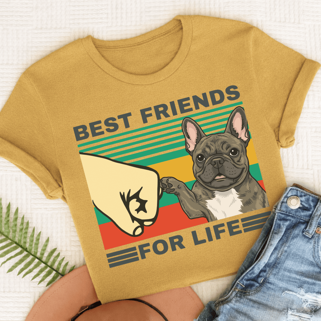 Custom French Bulldog Best Friends Unisex Tshirt Mustard