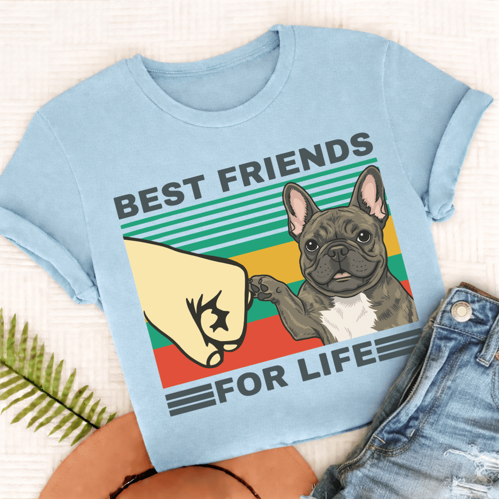 Custom French Bulldog Best Friends Unisex Tshirt Chambray
