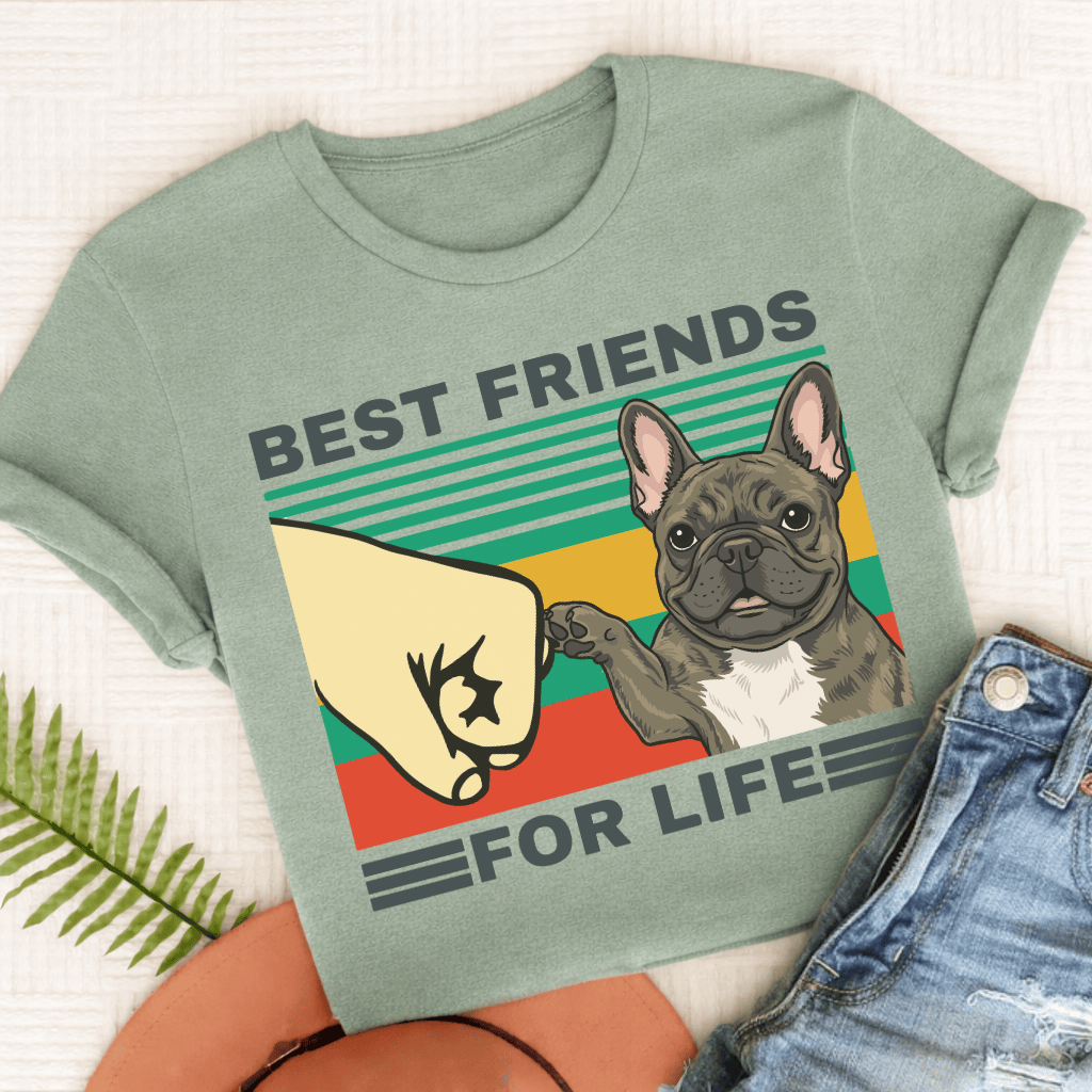 Custom French Bulldog Best Friends Unisex Tshirt Bay