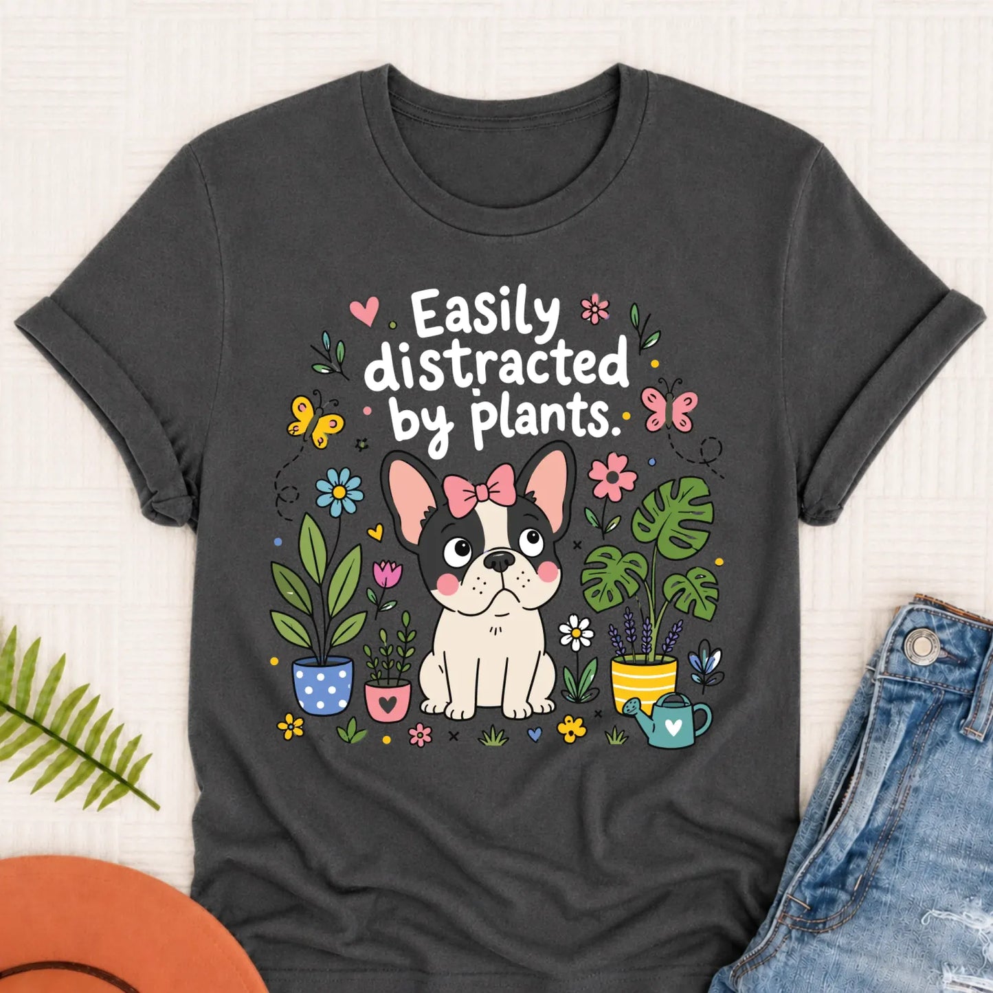 Custom French Bulldog Distracted Garden Unisex TShirt Pepper