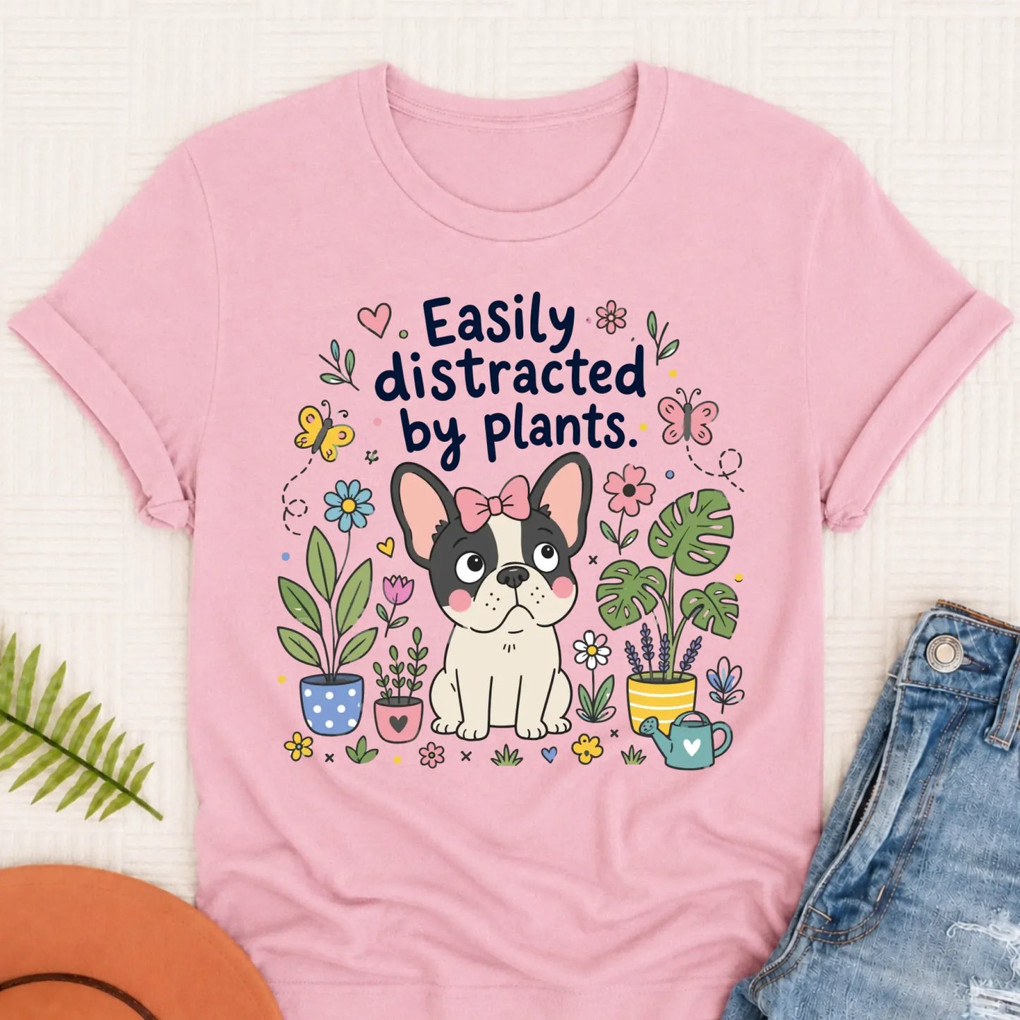 Custom French Bulldog Distracted Garden Unisex TShirt Blossom