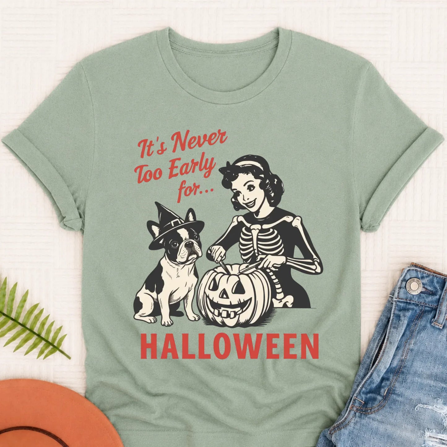 Custom French Bulldog Early Halloween Unisex TShirt Bay