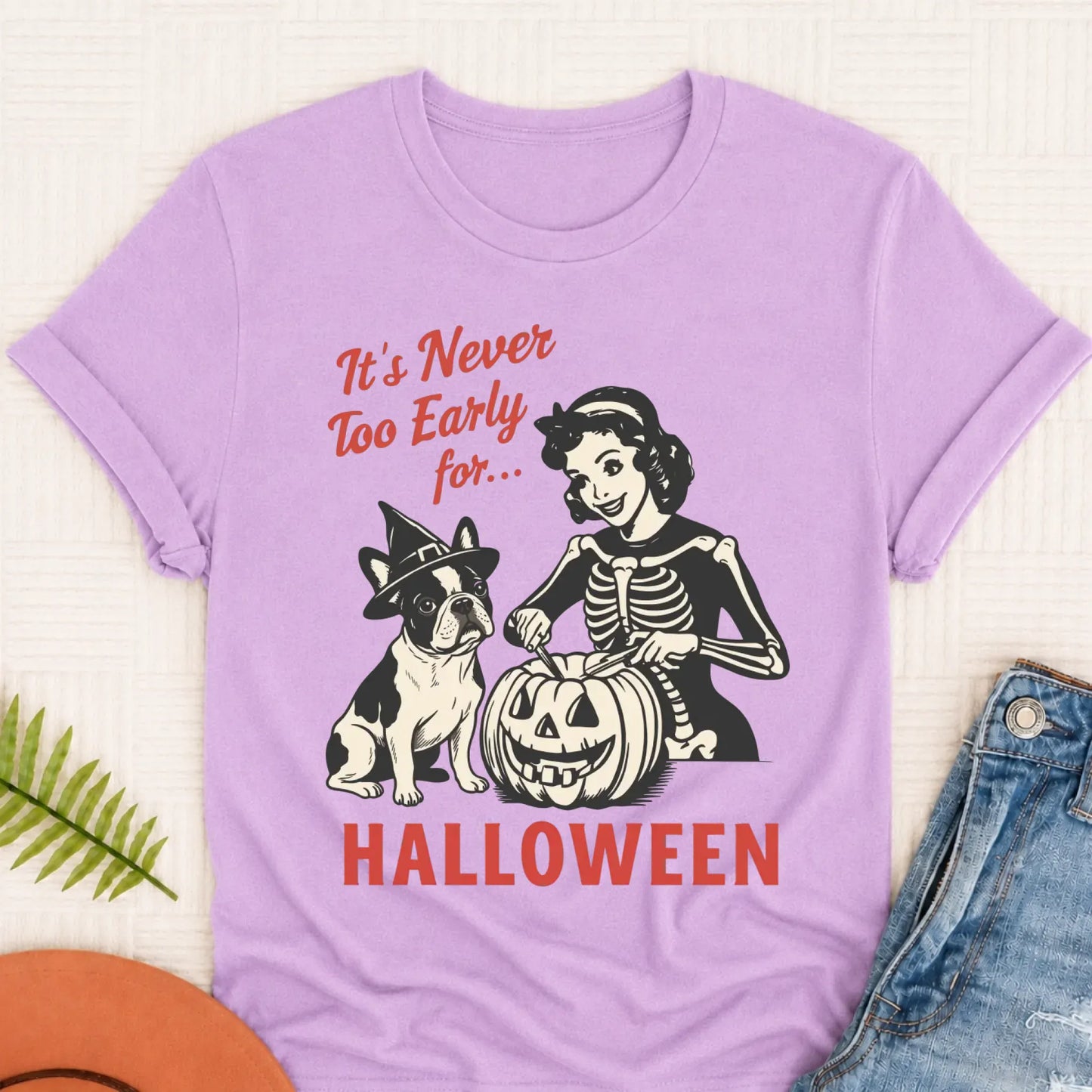 Custom French Bulldog Early Halloween Unisex TShirt Orchid