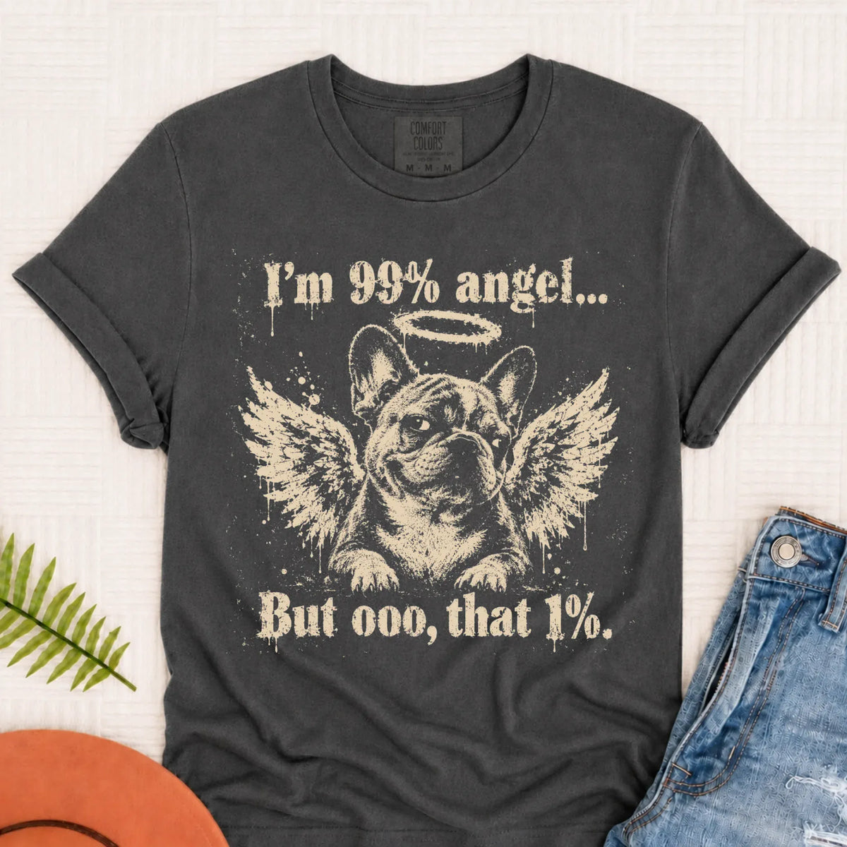 Customizer Monster Dark 1717 / Pepper / S Custom French Bulldog Funny Angel Unisex TShirt
