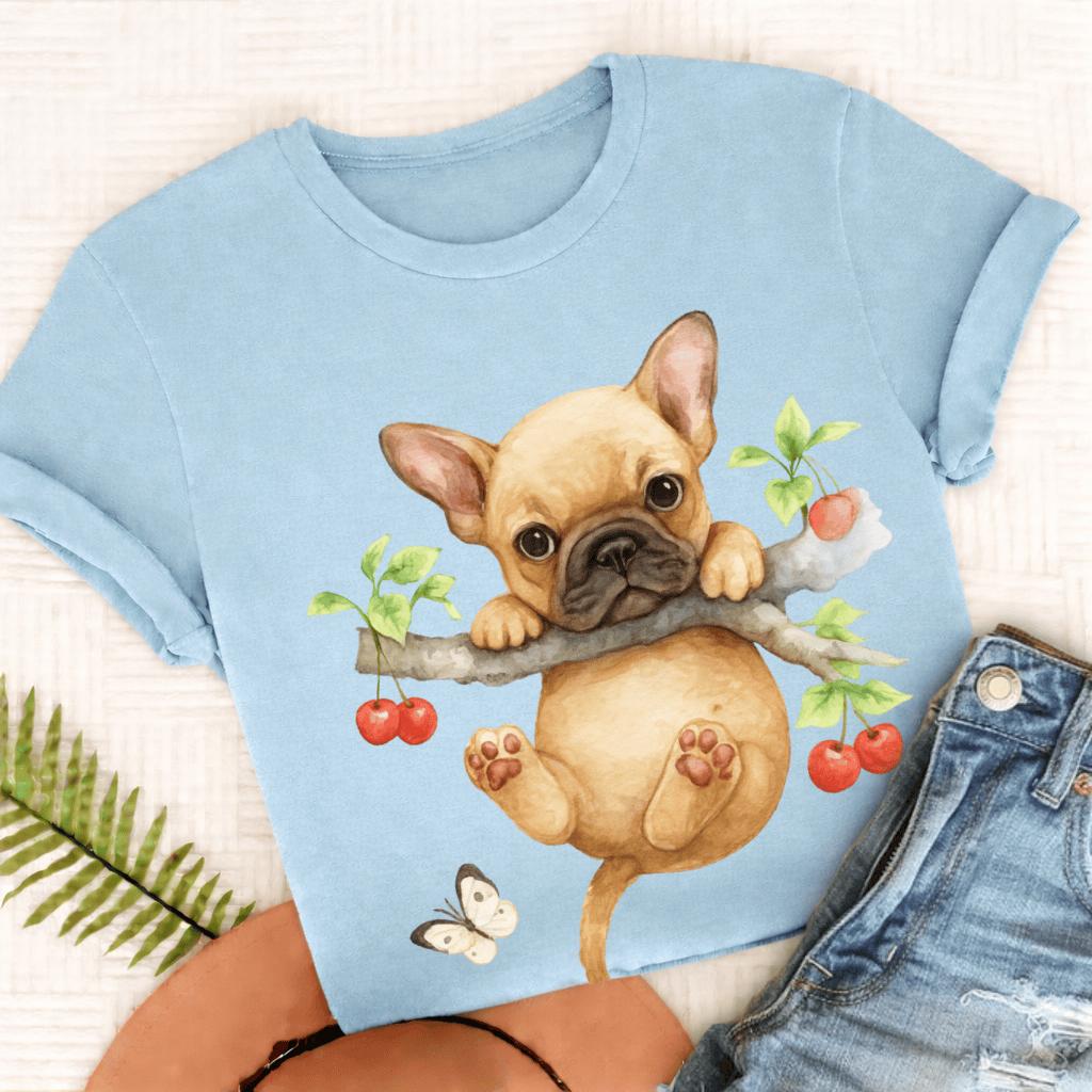 Custom French Bulldog Hang In There Unisex Tshirt Chambray