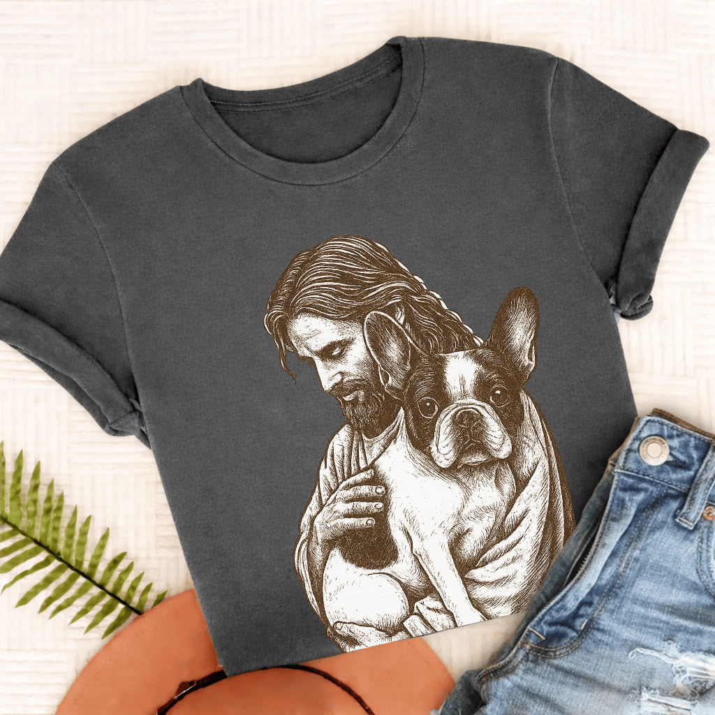Custom French Bulldog Jesus Unisex TShirt Pepper