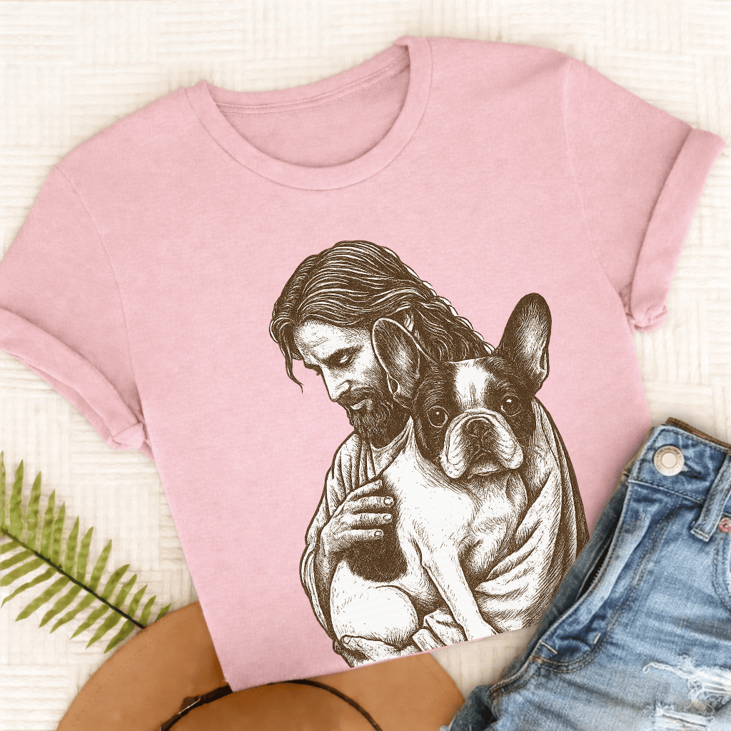 Custom French Bulldog Jesus Unisex TShirt Blossom