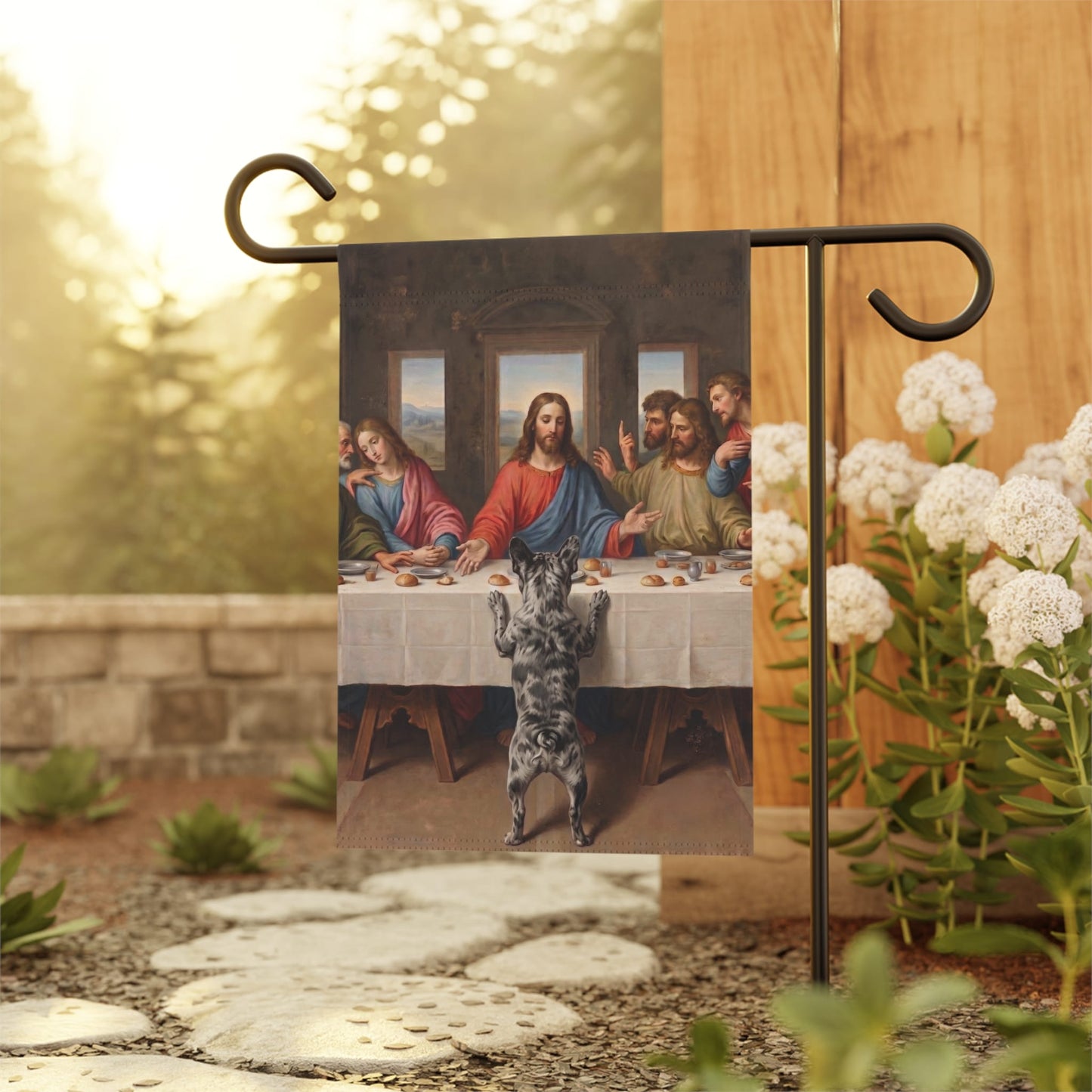 Custom French Bulldog Last Supper Funny Garden Flag