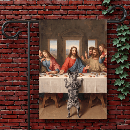 Custom French Bulldog Last Supper Funny Garden Flag 12'' × 18''