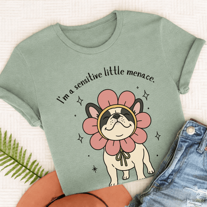 Custom French Bulldog Little Menace Unisex TShirt Bay