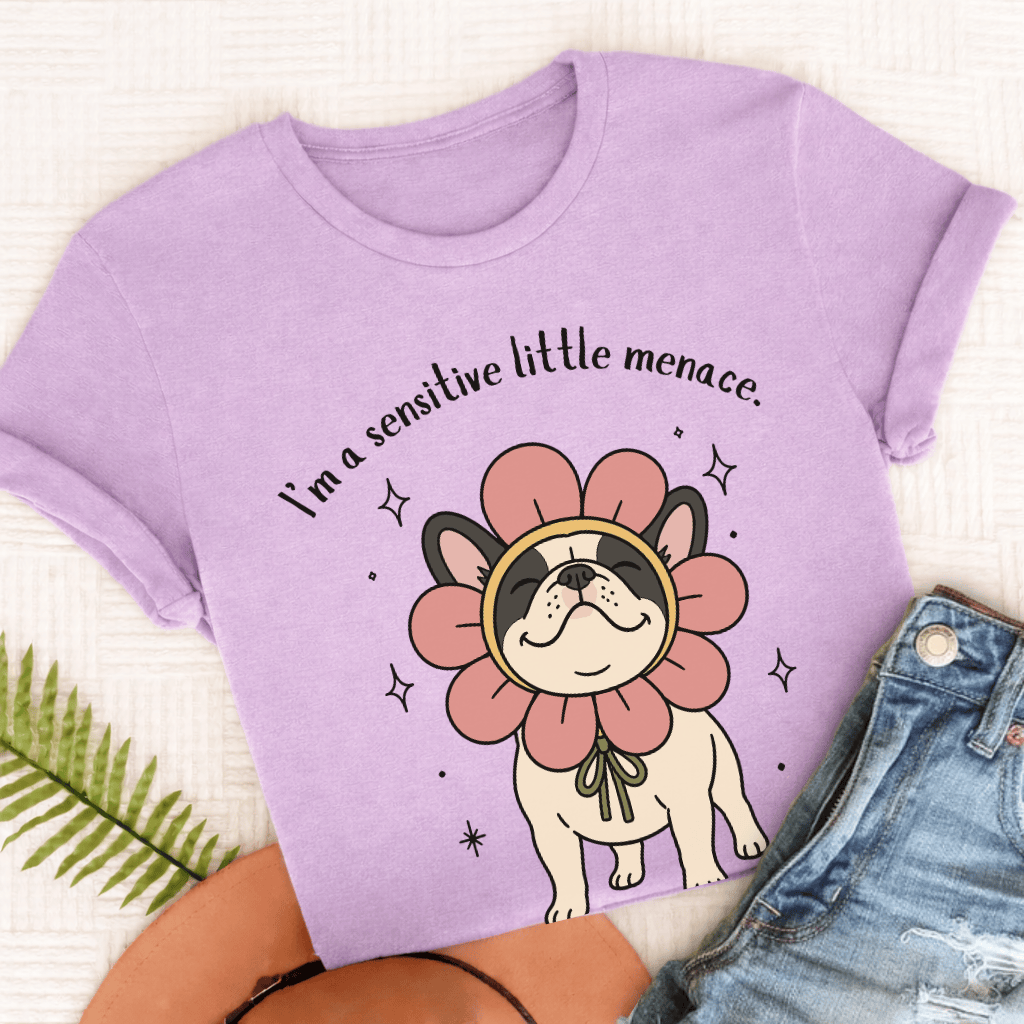 Custom French Bulldog Little Menace Unisex TShirt Orchid