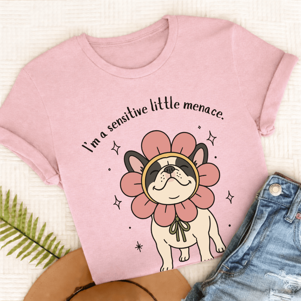 Custom French Bulldog Little Menace Unisex TShirt Blossom