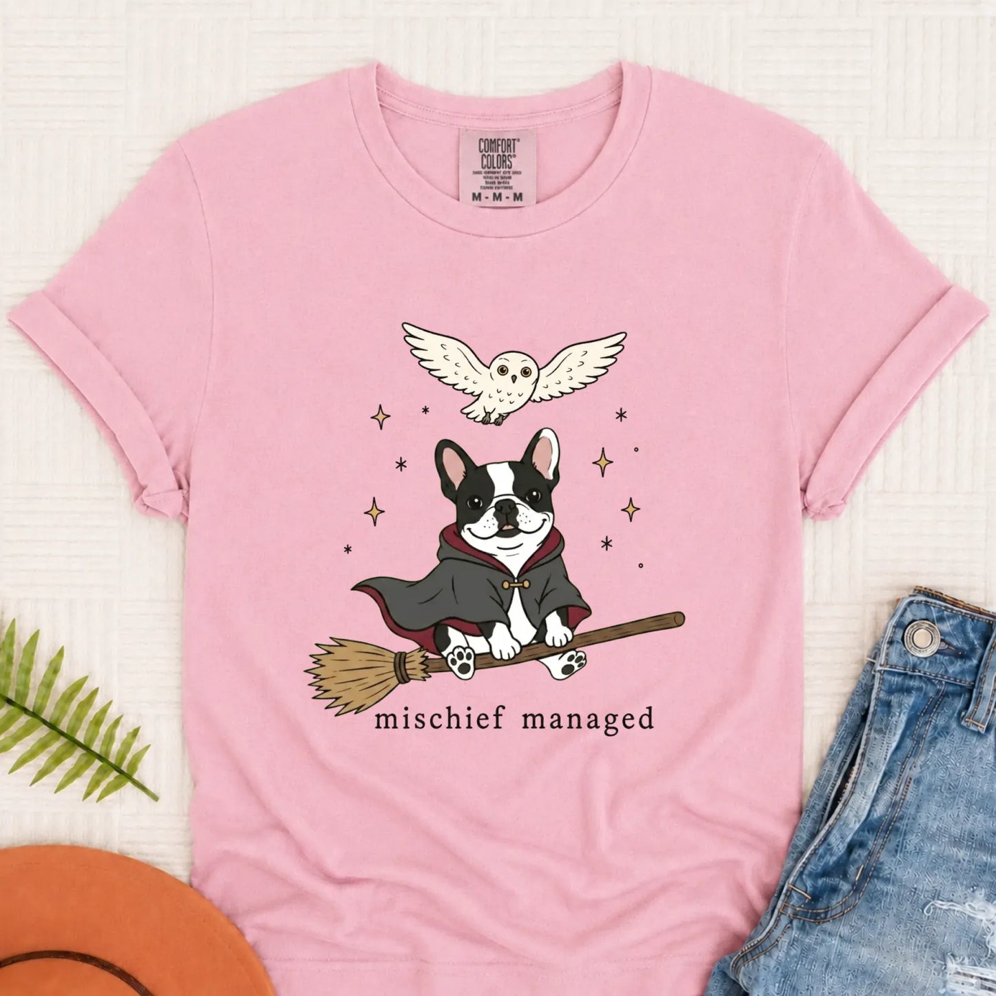 Custom French Bulldog Mischief Managed Unisex TShirt Blossom