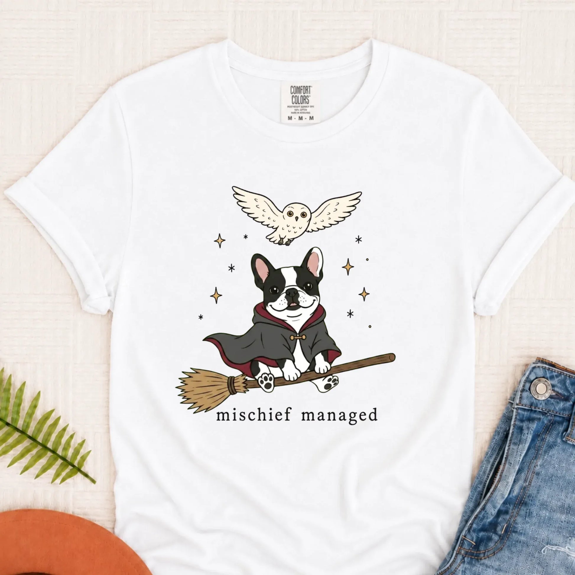 Custom French Bulldog Mischief Managed Unisex TShirt White