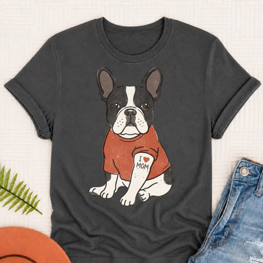 Custom French Bulldog Mom Tattoo Unisex TShirt Pepper