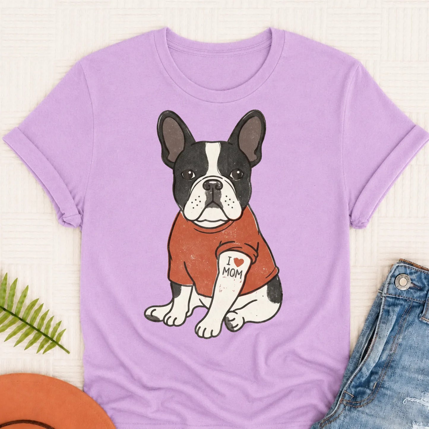 Custom French Bulldog Mom Tattoo Unisex TShirt Orchid