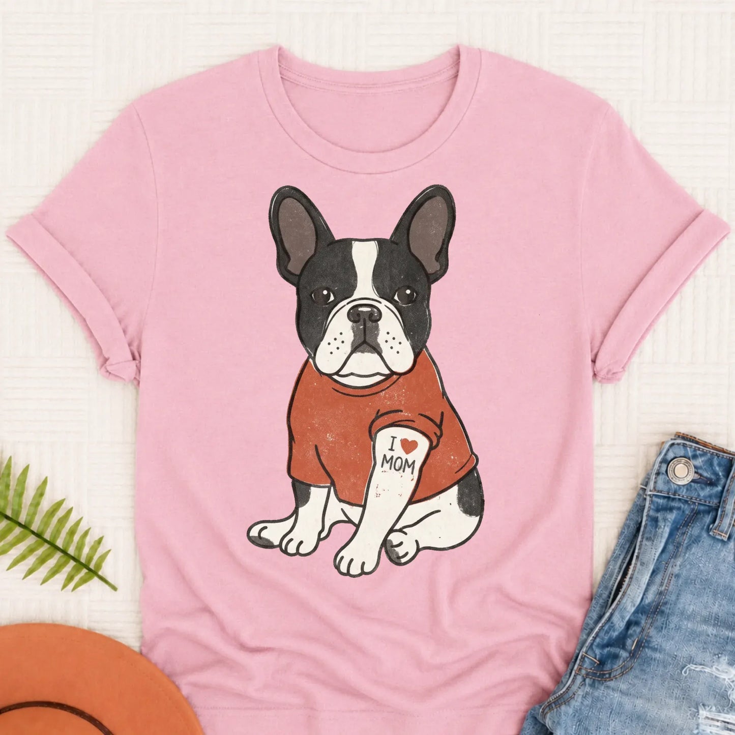 Custom French Bulldog Mom Tattoo Unisex TShirt Blossom