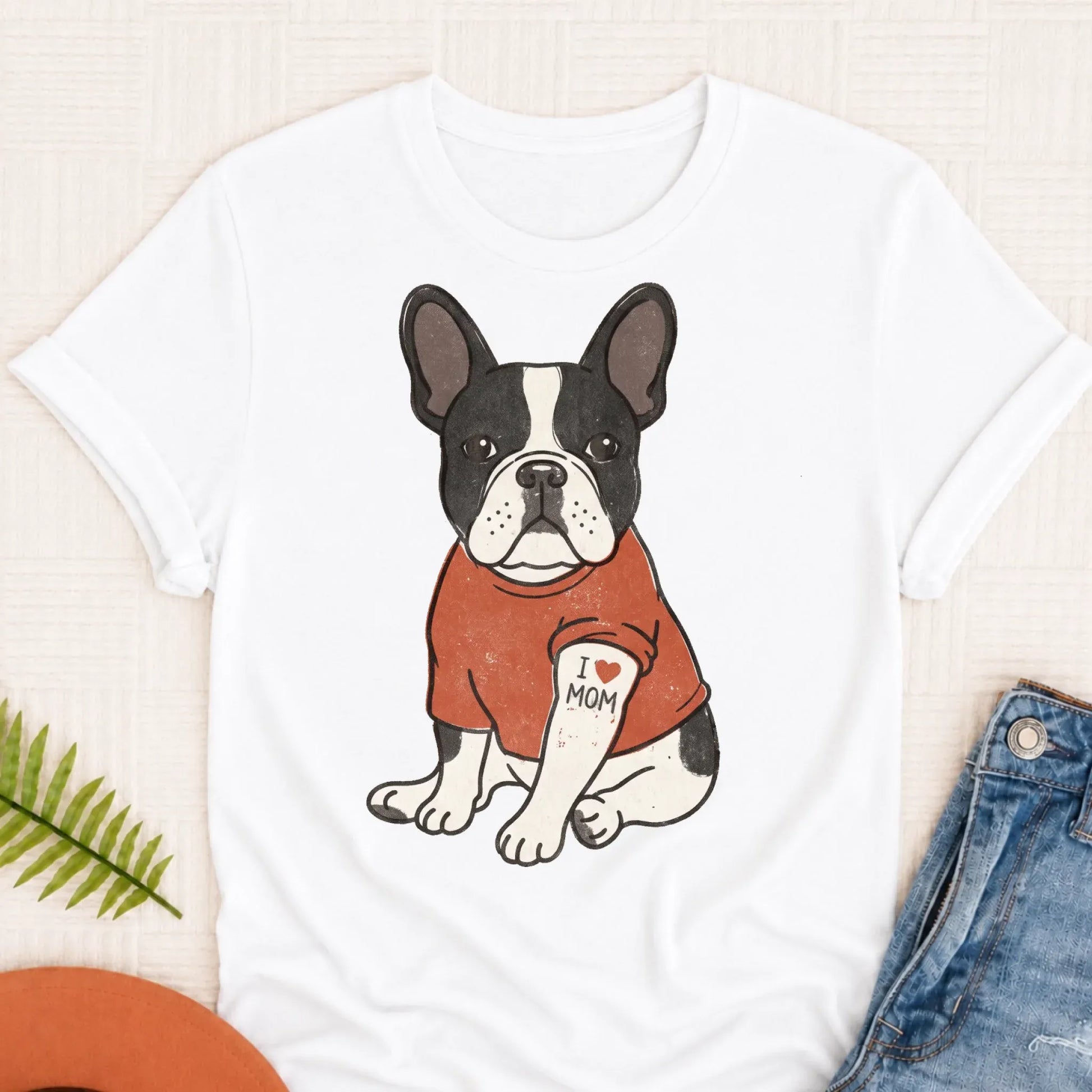Custom French Bulldog Mom Tattoo Unisex TShirt White