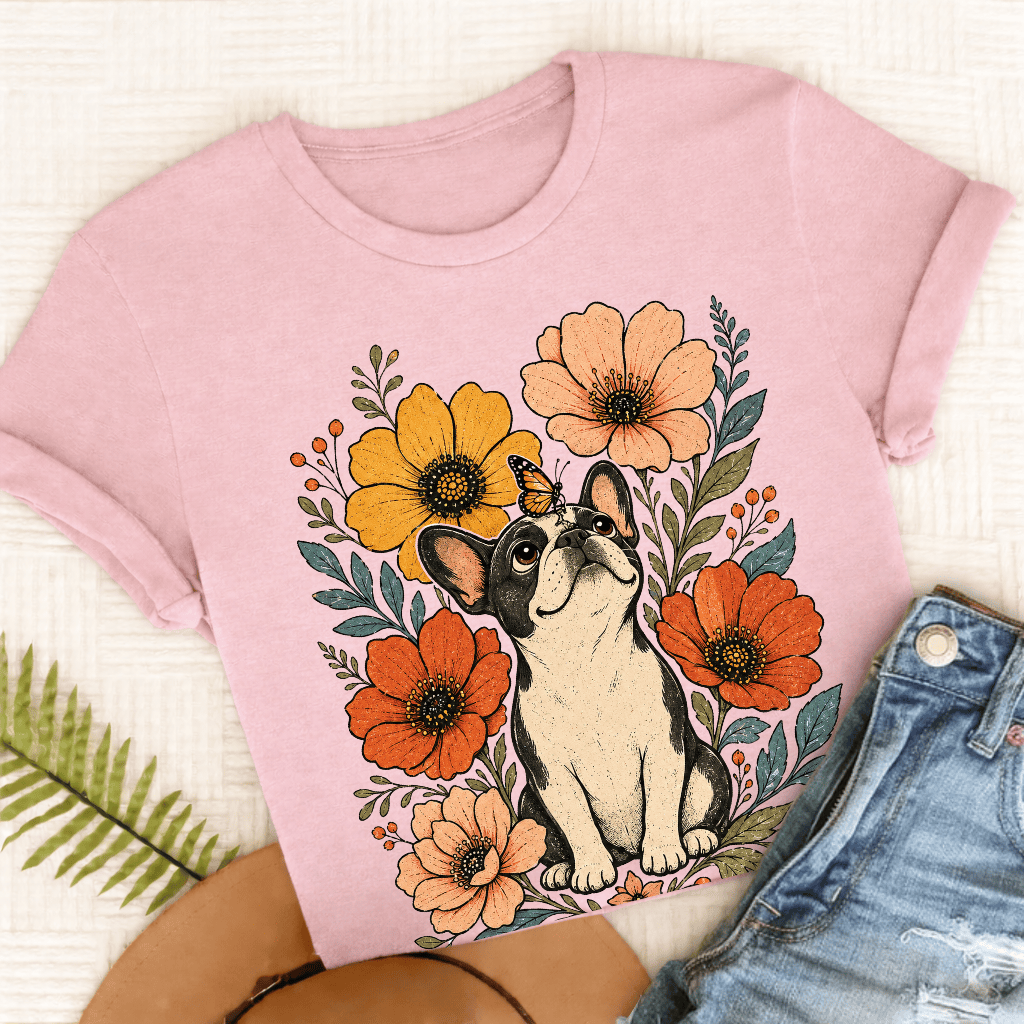 Custom French Bulldog Monarch Butterfly Unisex Tshirt Blossom