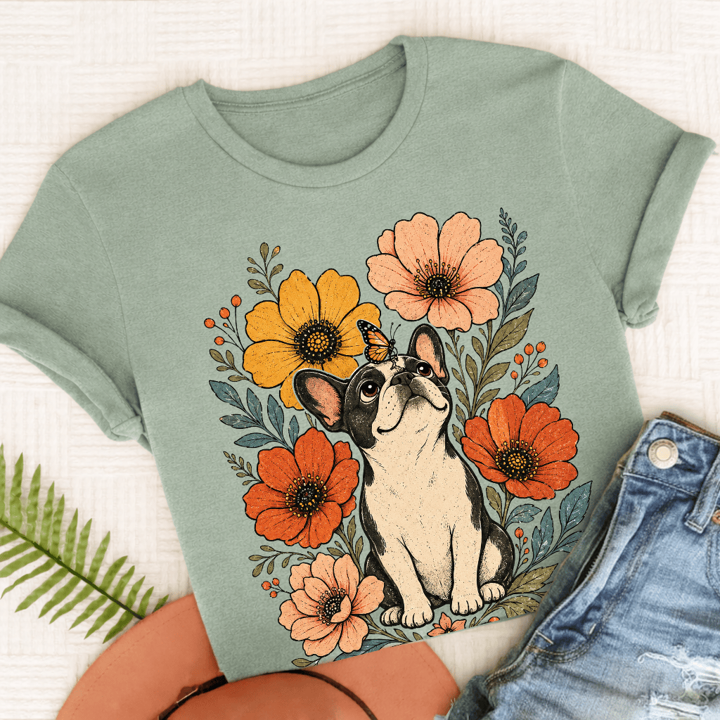 Custom French Bulldog Monarch Butterfly Unisex Tshirt Bay