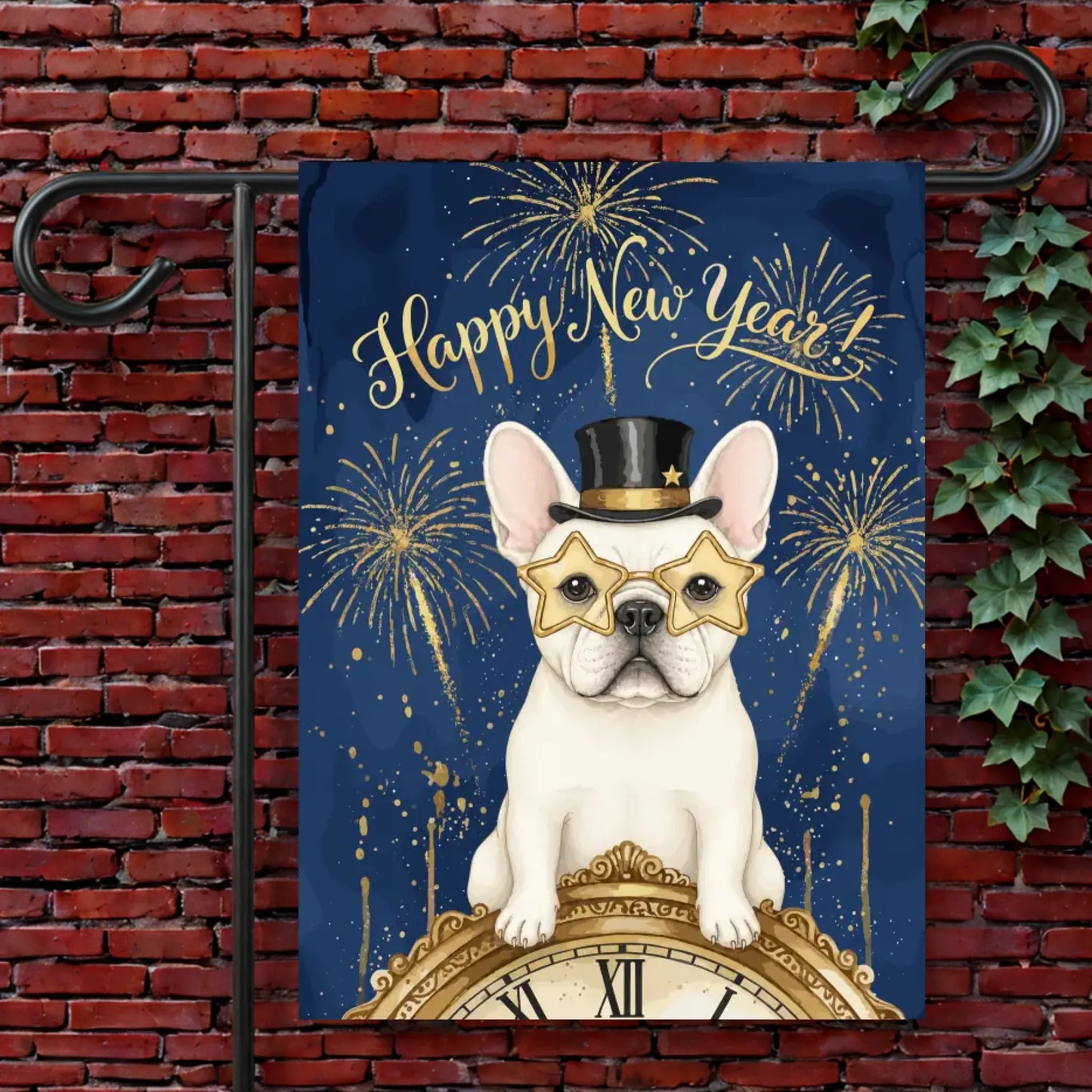 Garden Flag 12'' × 18'' Custom French Bulldog New Year Garden Flag