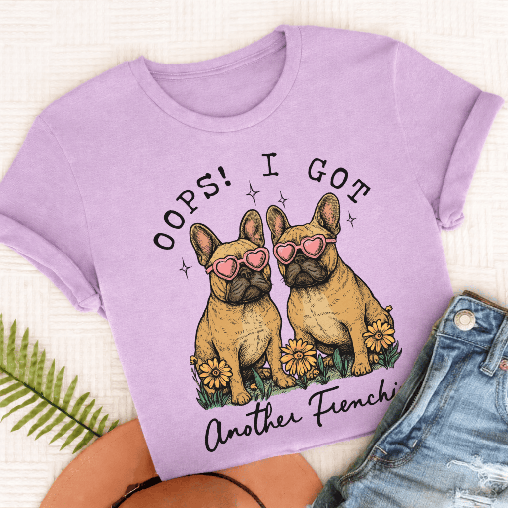 Custom French Bulldog Oops Unisex TShirt Orchid