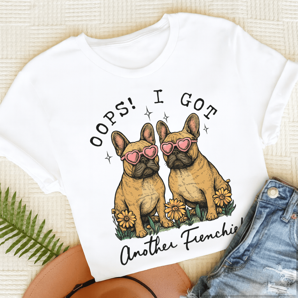 Custom French Bulldog Oops Unisex TShirt White