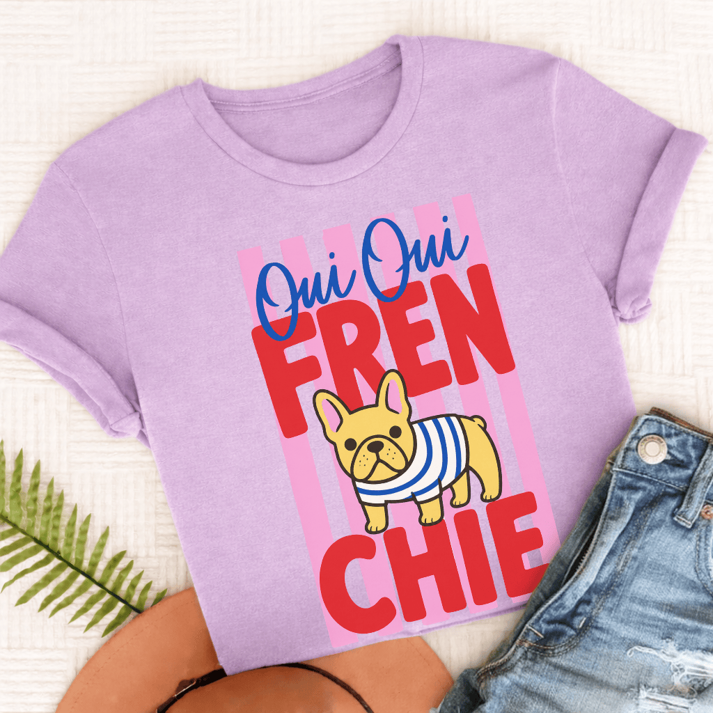 Custom French Bulldog Oui Oui Unisex TShirt Comfort Colors Orchid