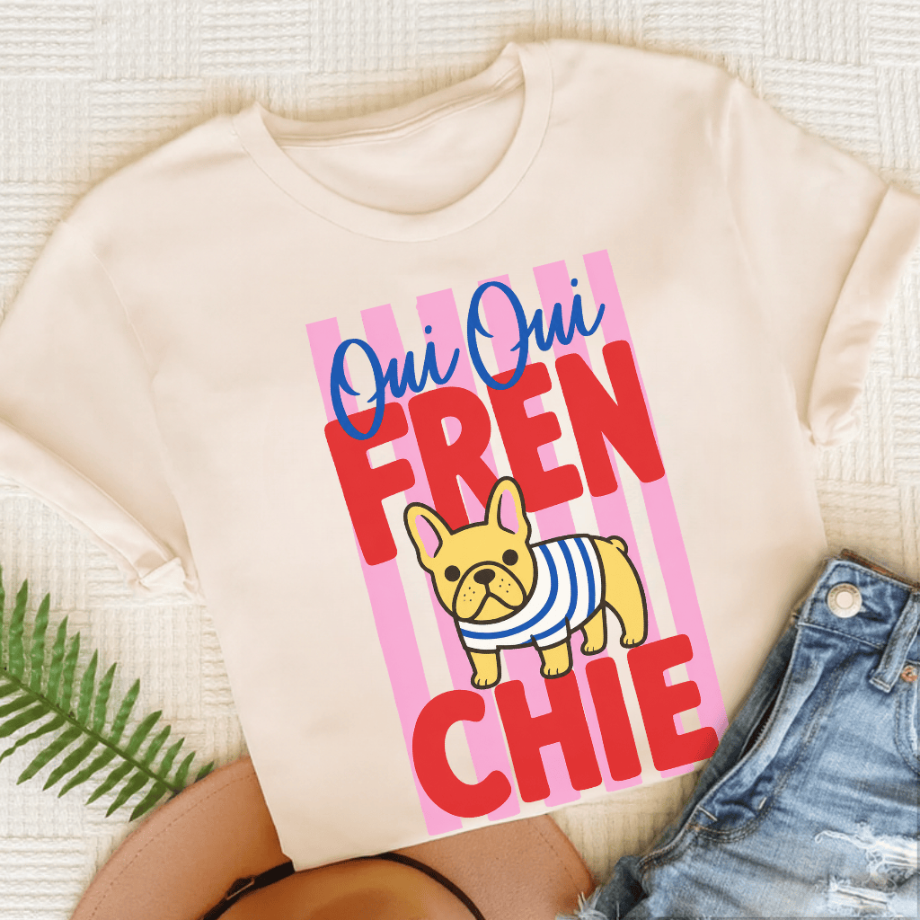 Custom French Bulldog Oui Oui Unisex TShirt Natural