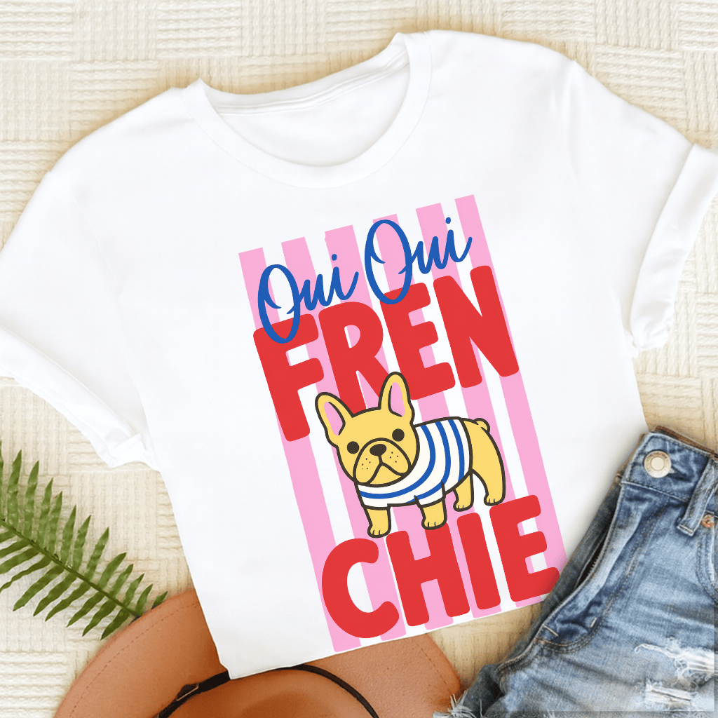 Custom French Bulldog Oui Oui Unisex TShirt White