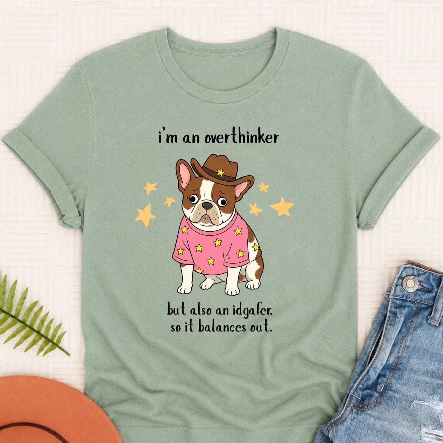 Custom French Bulldog Overthinker Unisex TShirt Bay