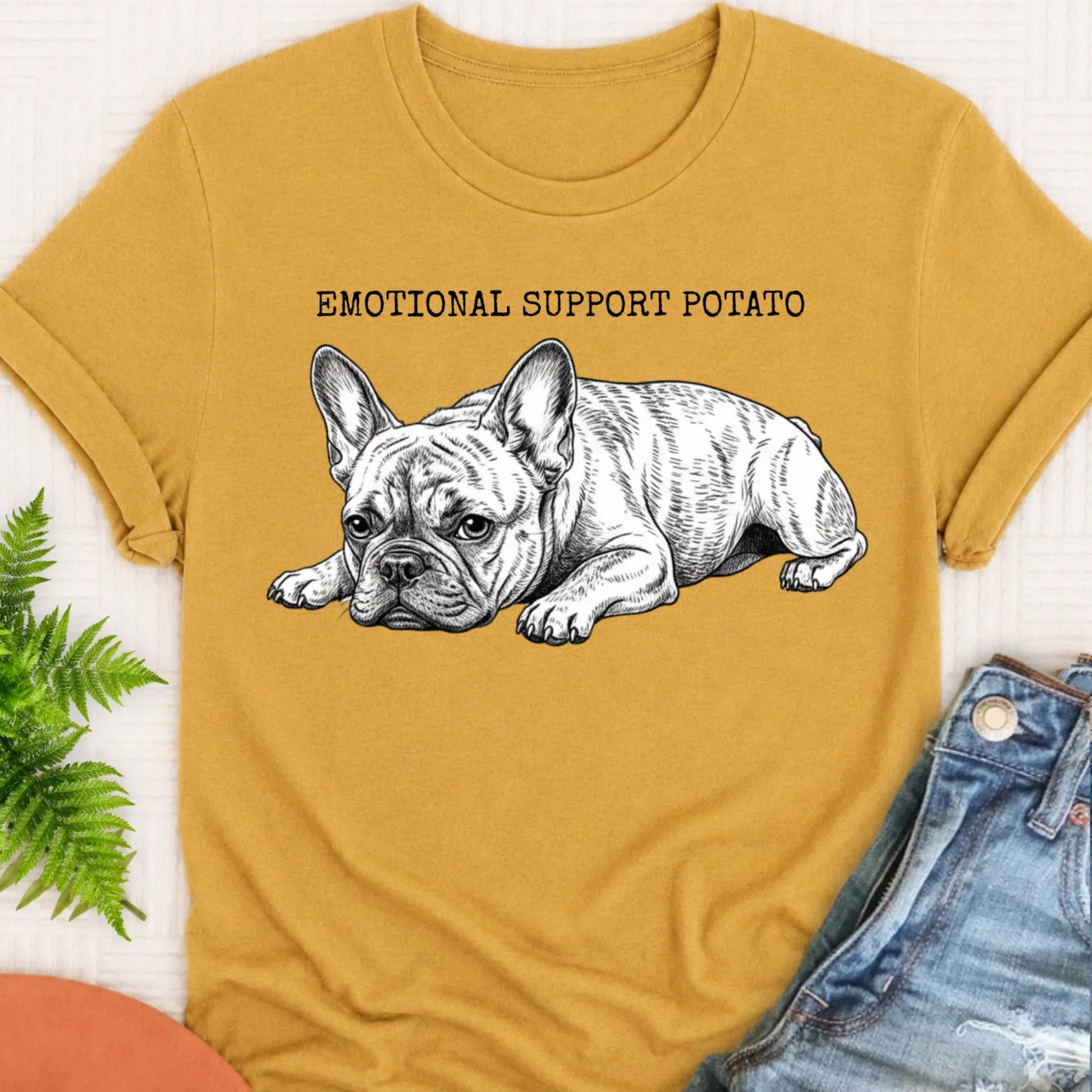 T-Shirt Mustard / S Custom French Bulldog Potato Unisex TShirt