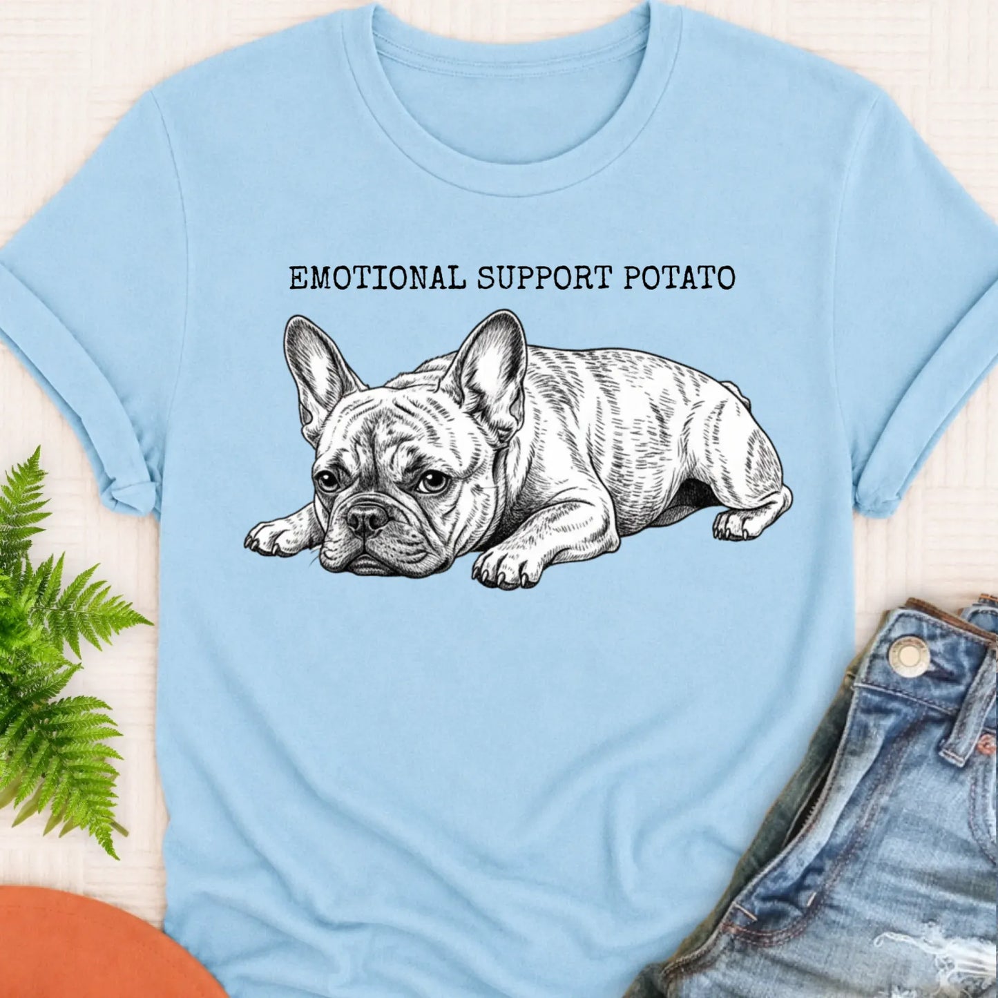 T-Shirt Chambray / S Custom French Bulldog Potato Unisex TShirt