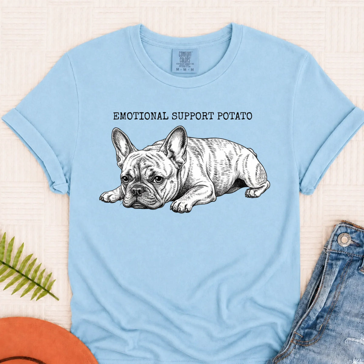 Custom French Bulldog Potato Unisex TShirt Chambray