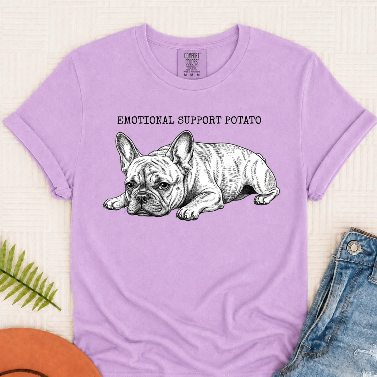 Custom French Bulldog Potato Unisex TShirt Orchid