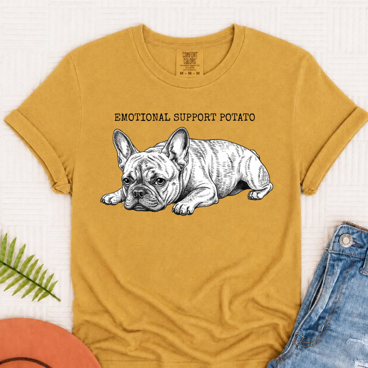 Custom French Bulldog Potato Unisex TShirt Mustard