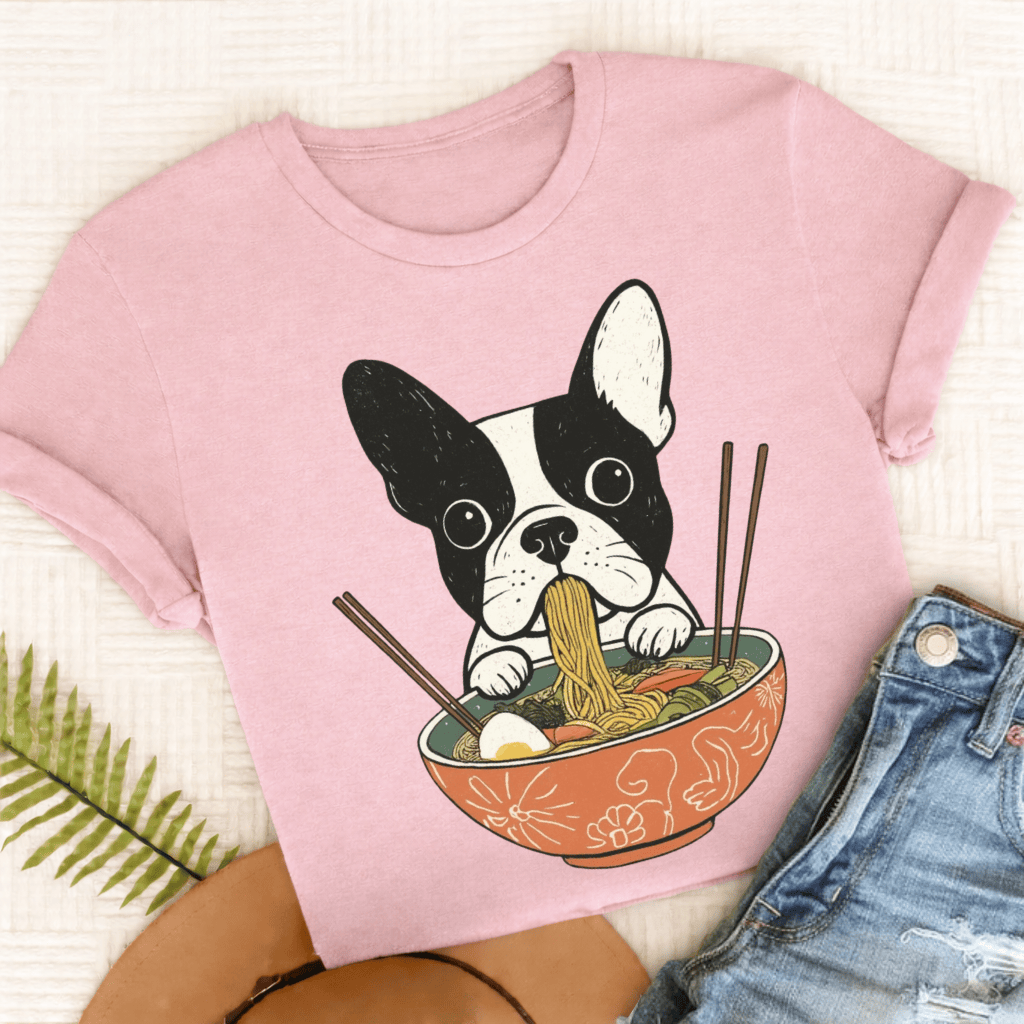 Custom French Bulldog Ramen Foodie Unisex TShirt Blossom