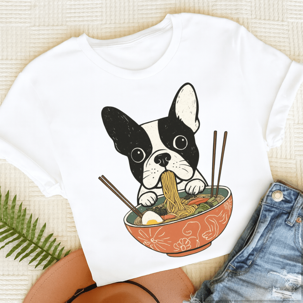 Custom French Bulldog Ramen Foodie Unisex TShirt White