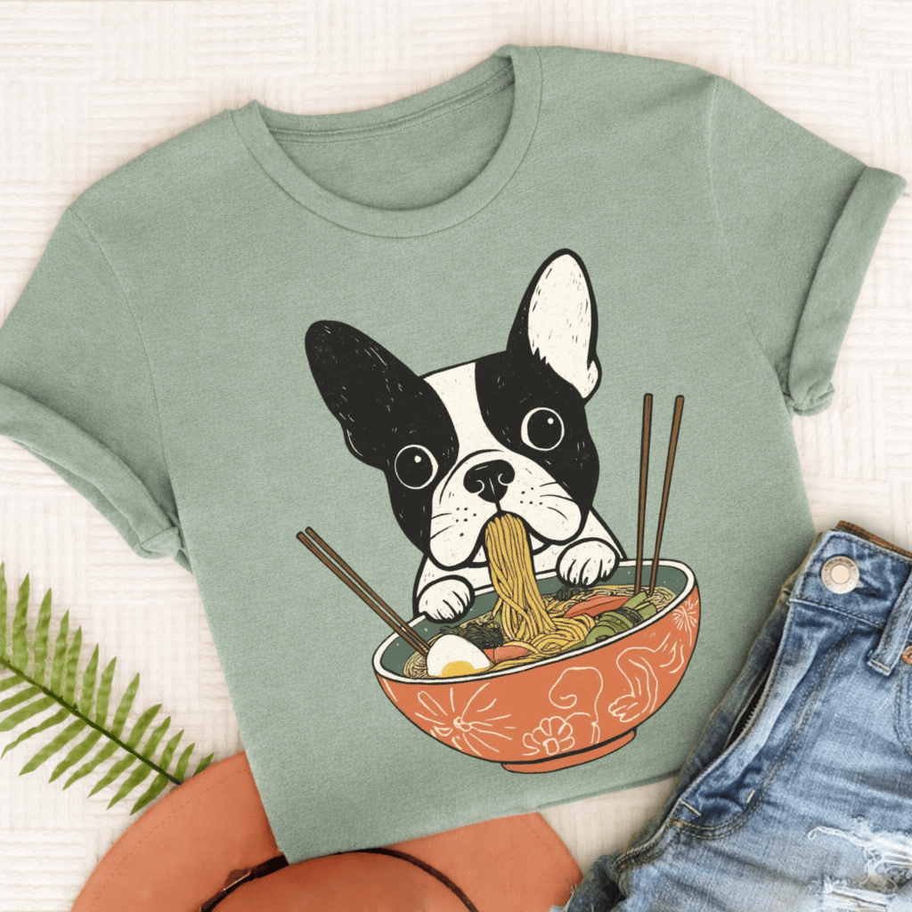 Custom French Bulldog Ramen Foodie Unisex TShirt Bay