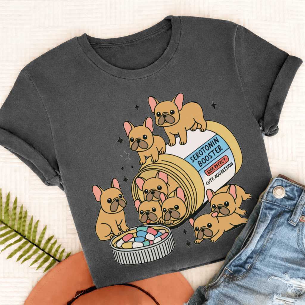 Custom French Bulldog Serotonin Unisex Tshirt Pepper