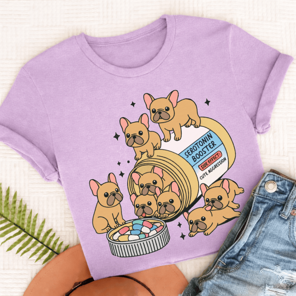 Custom French Bulldog Serotonin Unisex Tshirt Orchid