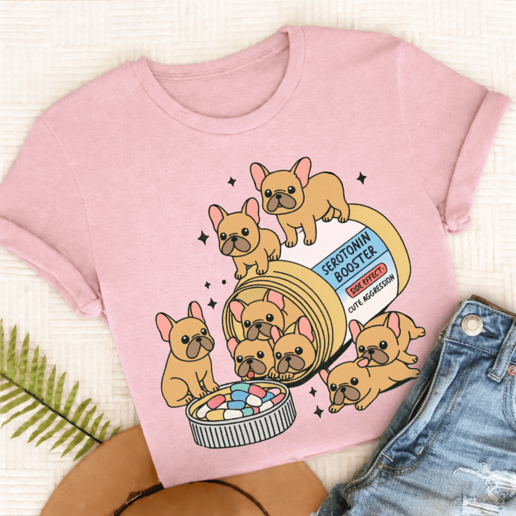 Custom French Bulldog Serotonin Unisex Tshirt Blossom