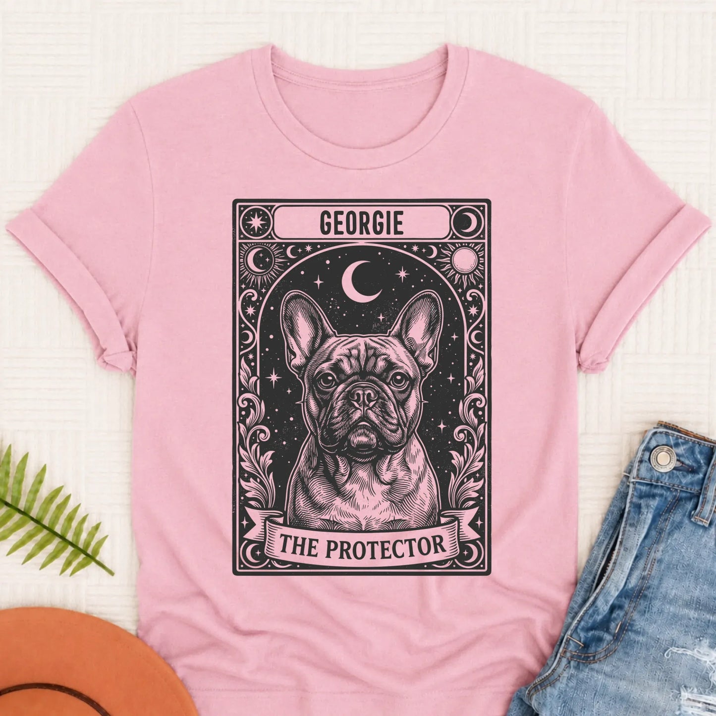 Custom French Bulldog Tarot Protector Unisex Tshirt Blossom