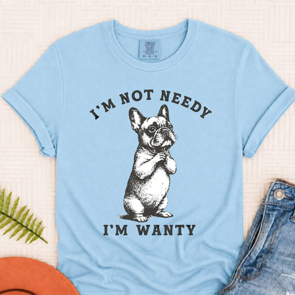 Custom French Bulldog Wanty Unisex TShirt Chambray