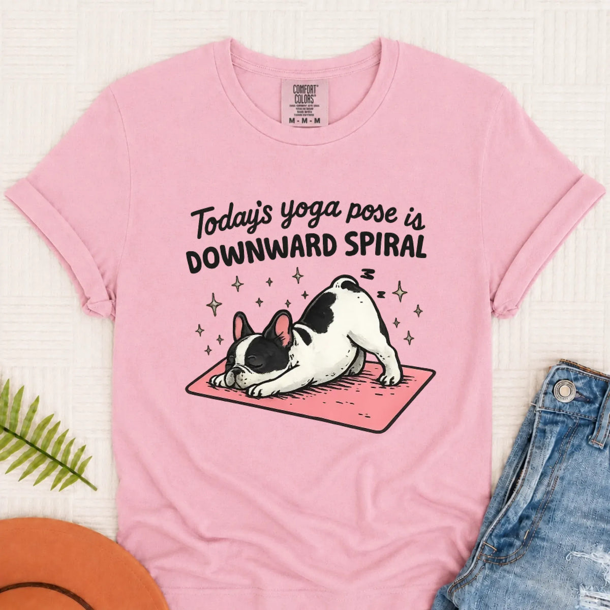 Custom French Bulldog Yoga Pose Unisex TShirt Blossom