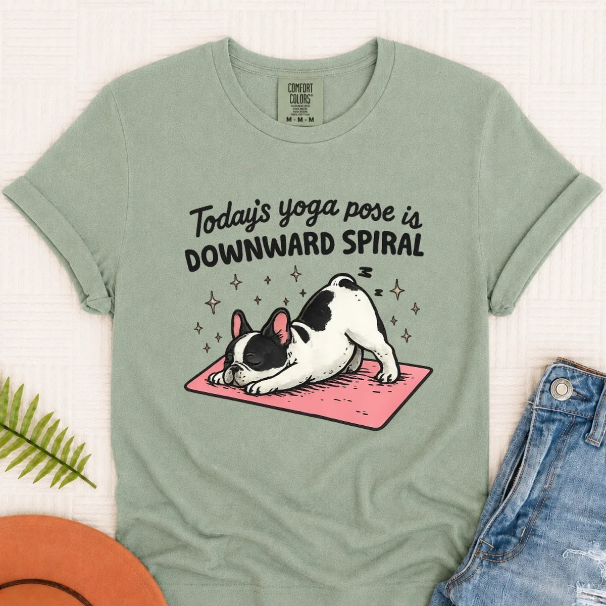 Custom French Bulldog Yoga Pose Unisex TShirt Bay