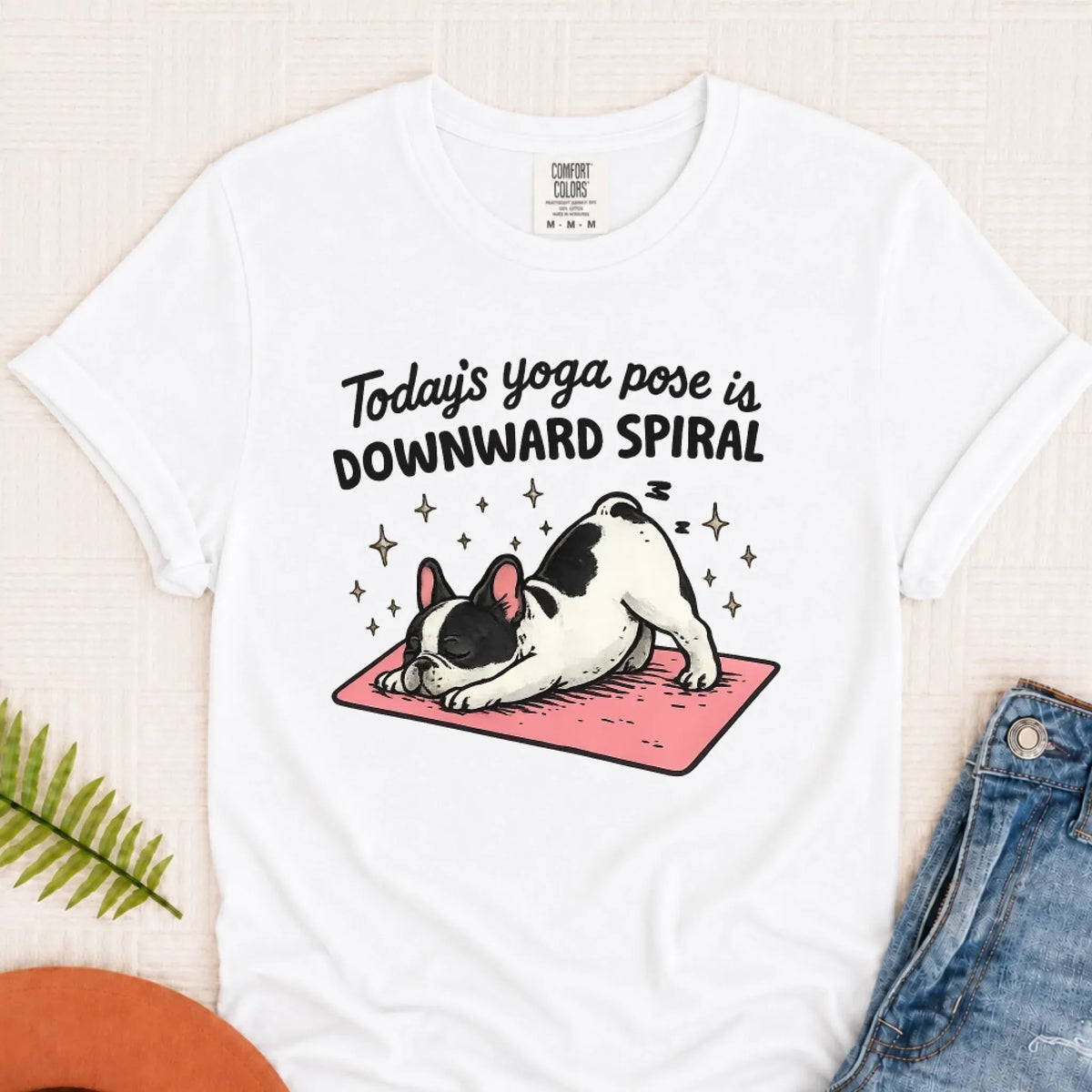 Custom French Bulldog Yoga Pose Unisex TShirt White