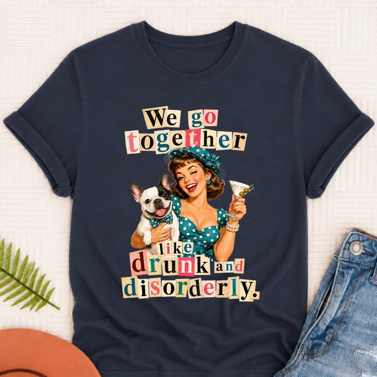 Custom French Drunk Disorderly Unisex TShirt Navy