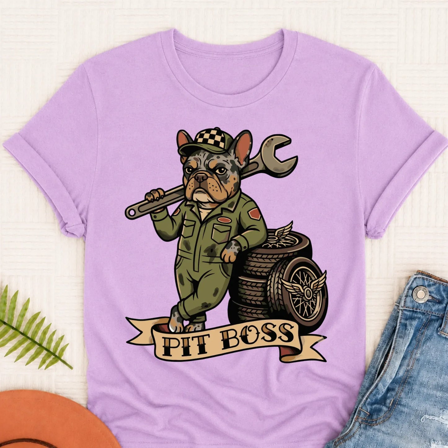 Custom French Pit Boss Car Racing Unisex Tshirt Orchid