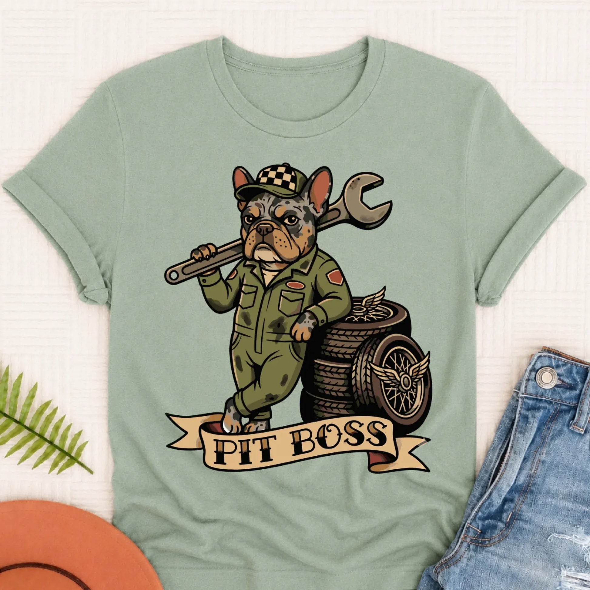 Custom French Pit Boss Car Racing Unisex Tshirt Bay